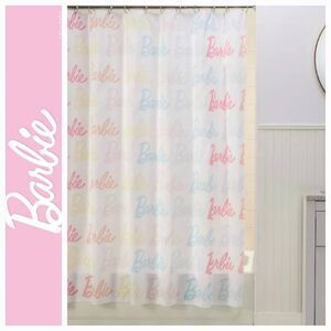 Barbie All Over Logo Shower Curtain